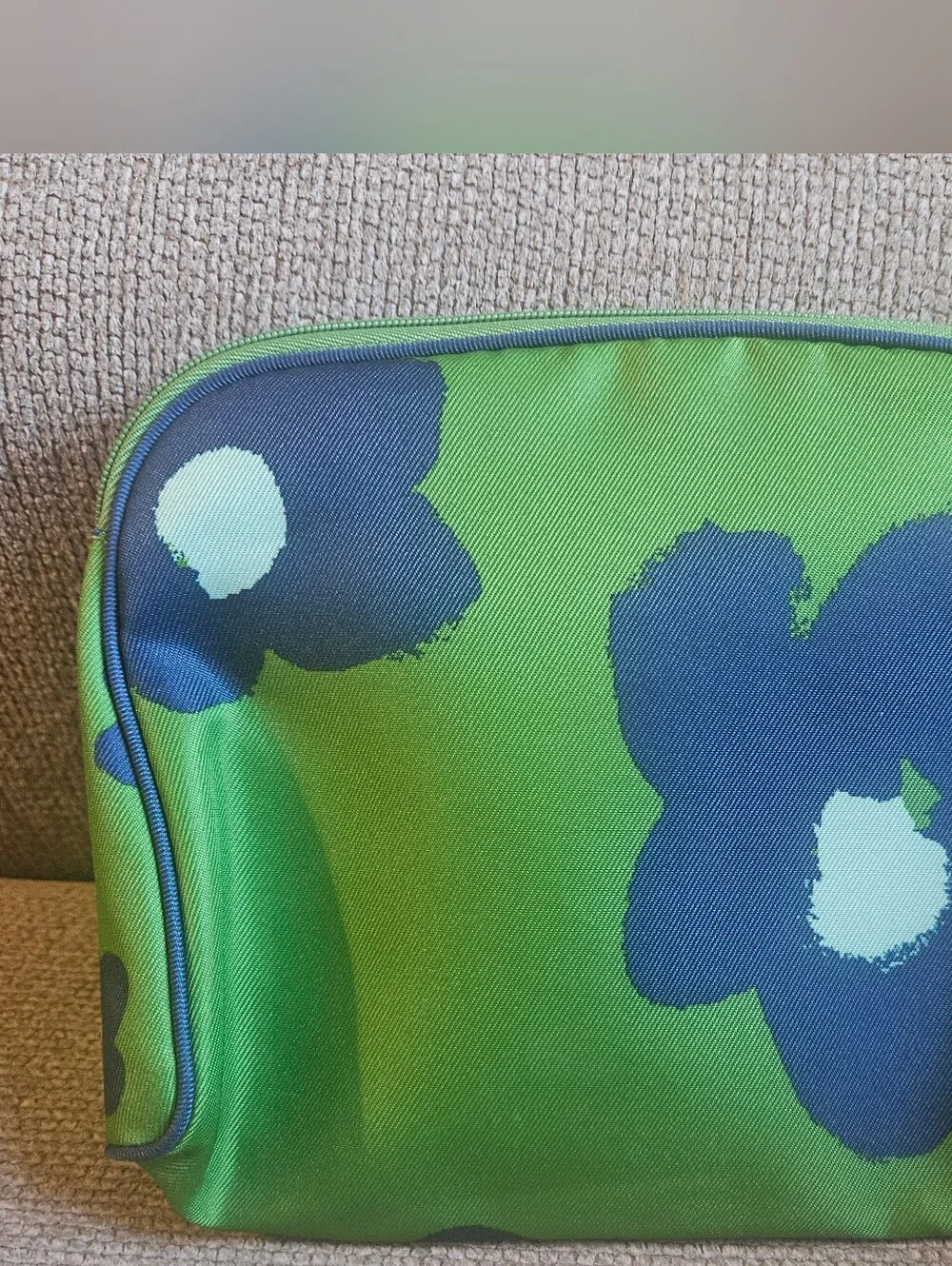 Clinique x Kate Spade Green & Blue Floral Print Cosmetic Pouch